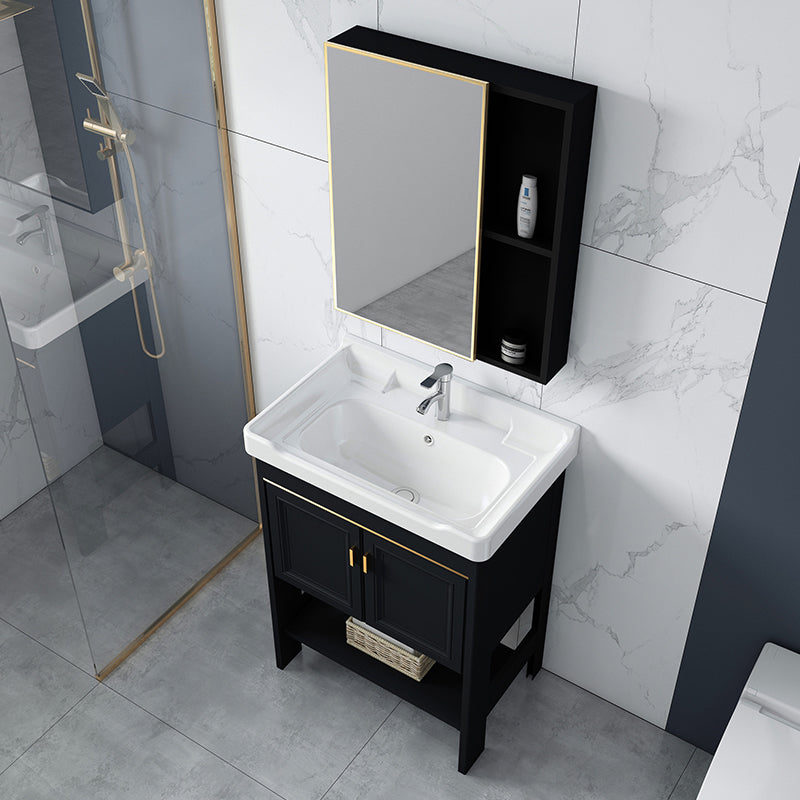Shelving Included Bath Vanity Set Mirror Freestanding Vanity Set with Single Sink