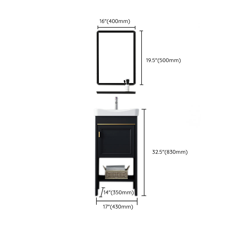 Shelving Included Bath Vanity Set Mirror Freestanding Vanity Set with Single Sink