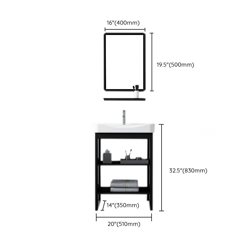 Shelving Included Bath Vanity Set Mirror Freestanding Vanity Set with Single Sink