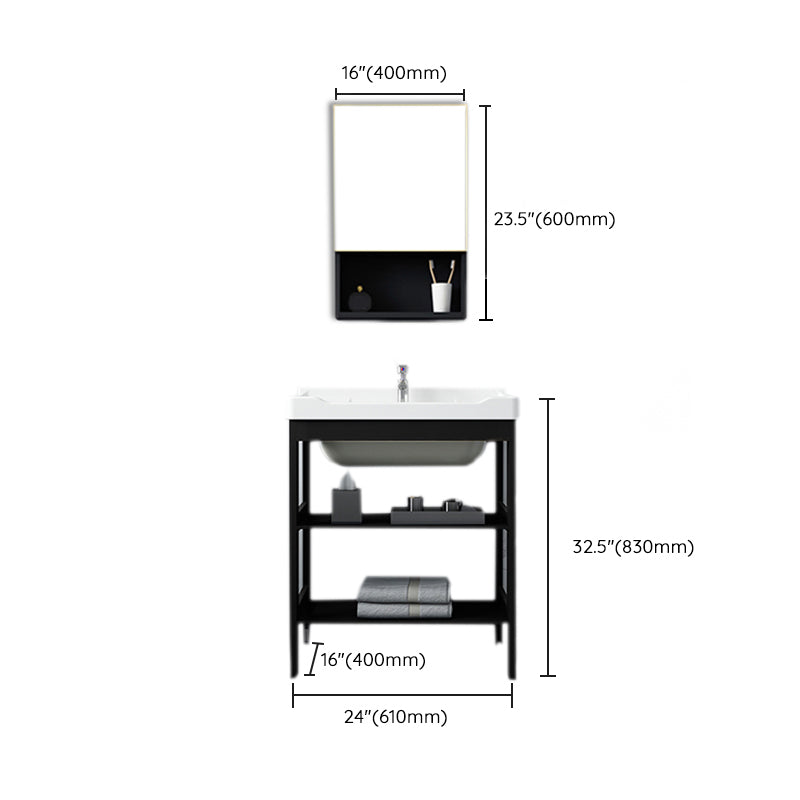 Shelving Included Bath Vanity Set Mirror Freestanding Vanity Set with Single Sink