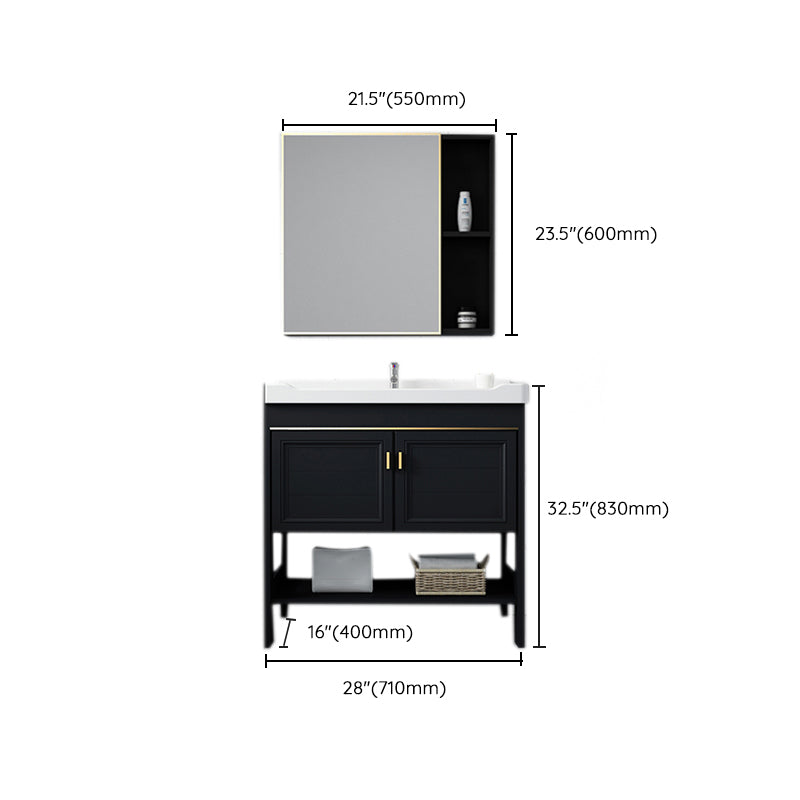 Shelving Included Bath Vanity Set Mirror Freestanding Vanity Set with Single Sink