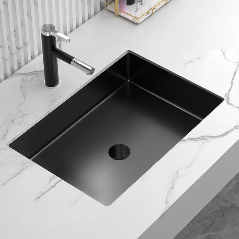 Contemporary Bathroom Sink Metal Rectangular Undermount Bathroom Sink with Pop-Up Drain