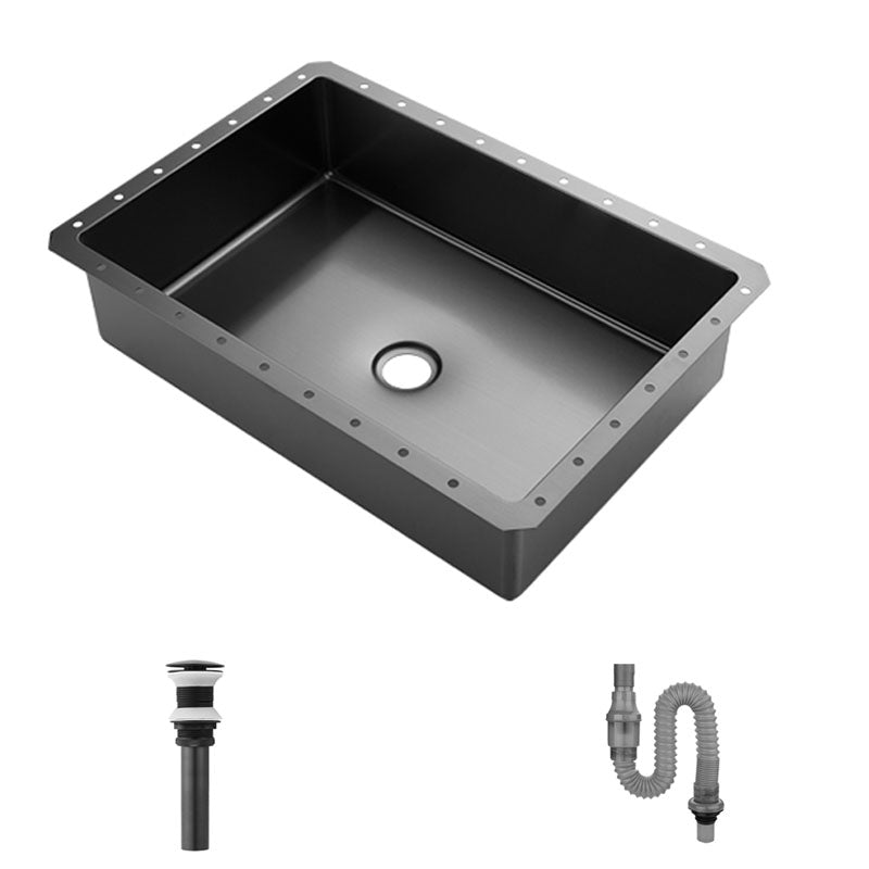 Contemporary Bathroom Sink Metal Rectangular Undermount Bathroom Sink with Pop-Up Drain