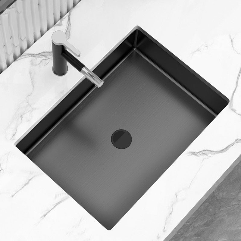 Contemporary Bathroom Sink Metal Rectangular Undermount Bathroom Sink with Pop-Up Drain