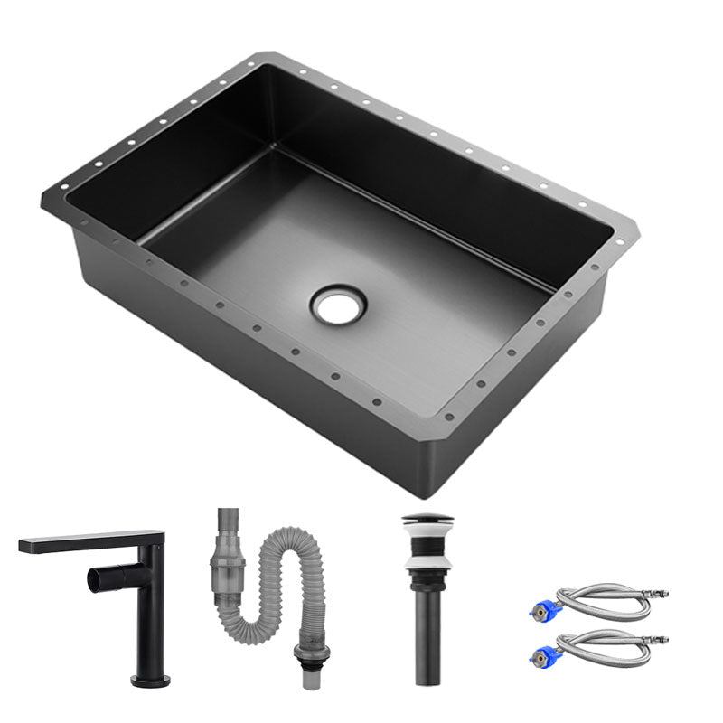 Contemporary Bathroom Sink Metal Rectangular Undermount Bathroom Sink with Pop-Up Drain