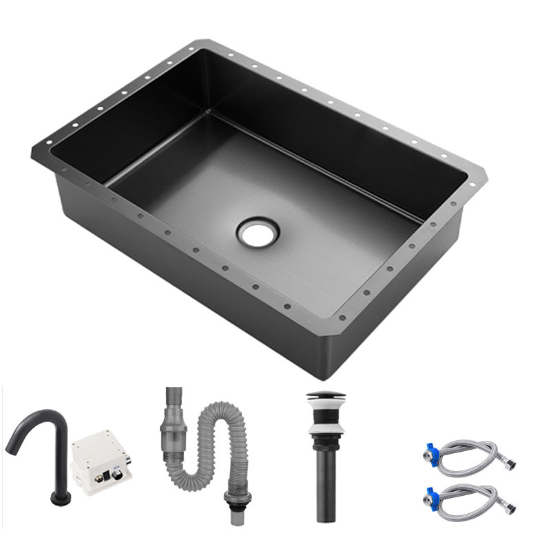Contemporary Bathroom Sink Metal Rectangular Undermount Bathroom Sink with Pop-Up Drain