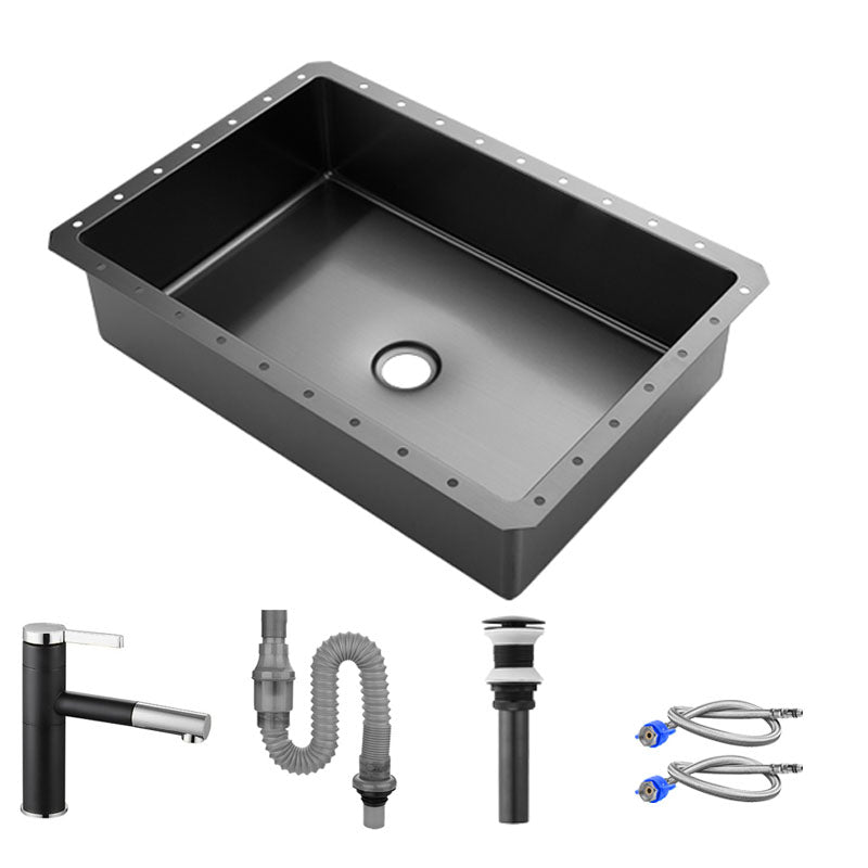 Contemporary Bathroom Sink Metal Rectangular Undermount Bathroom Sink with Pop-Up Drain