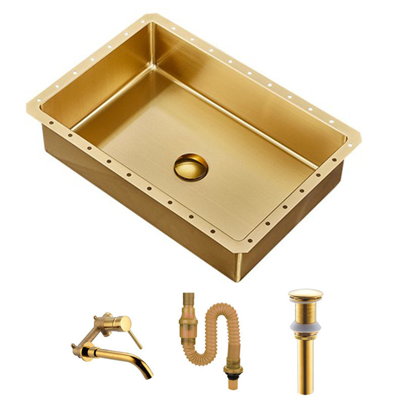 Contemporary Bathroom Sink Metal Rectangular Undermount Bathroom Sink with Pop-Up Drain
