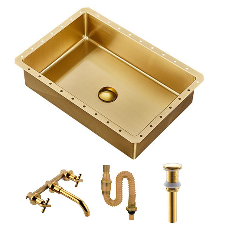 Contemporary Bathroom Sink Metal Rectangular Undermount Bathroom Sink with Pop-Up Drain