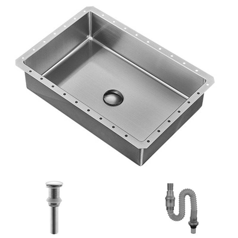 Contemporary Bathroom Sink Metal Rectangular Undermount Bathroom Sink with Pop-Up Drain