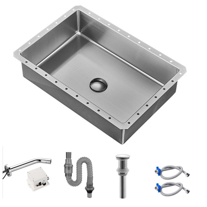 Contemporary Bathroom Sink Metal Rectangular Undermount Bathroom Sink with Pop-Up Drain