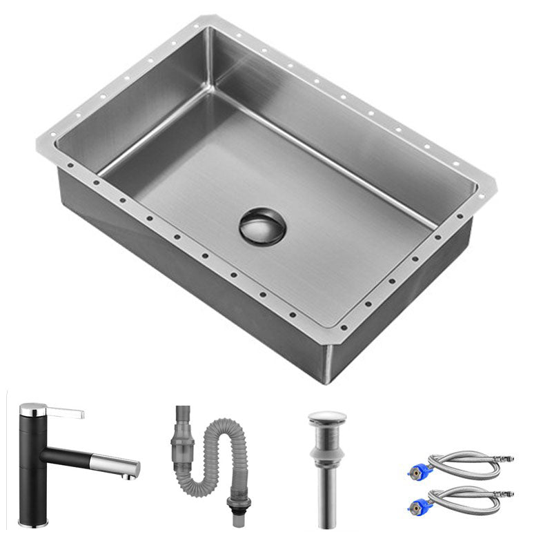 Contemporary Bathroom Sink Metal Rectangular Undermount Bathroom Sink with Pop-Up Drain