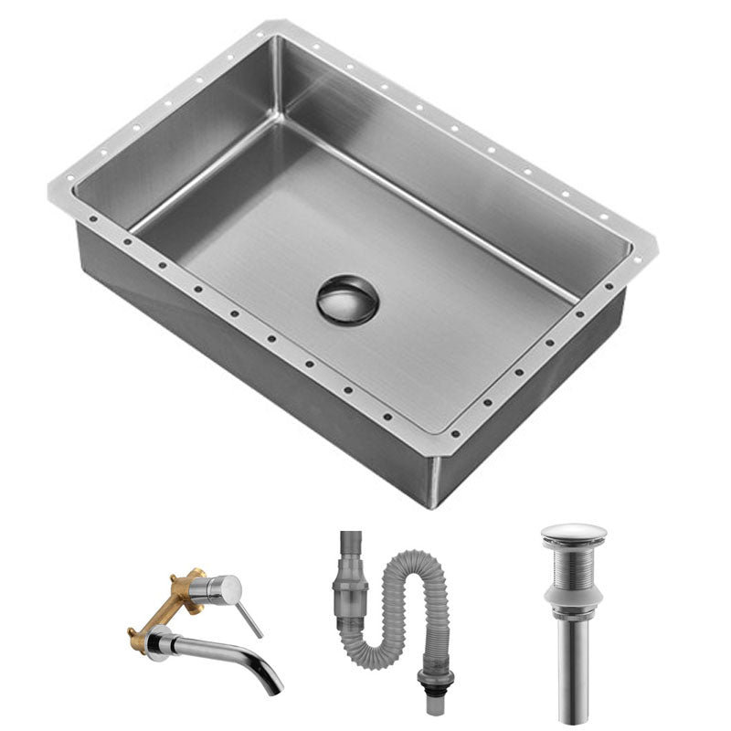 Contemporary Bathroom Sink Metal Rectangular Undermount Bathroom Sink with Pop-Up Drain