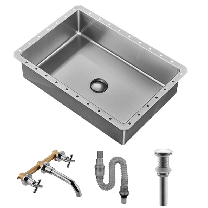 Contemporary Bathroom Sink Metal Rectangular Undermount Bathroom Sink with Pop-Up Drain