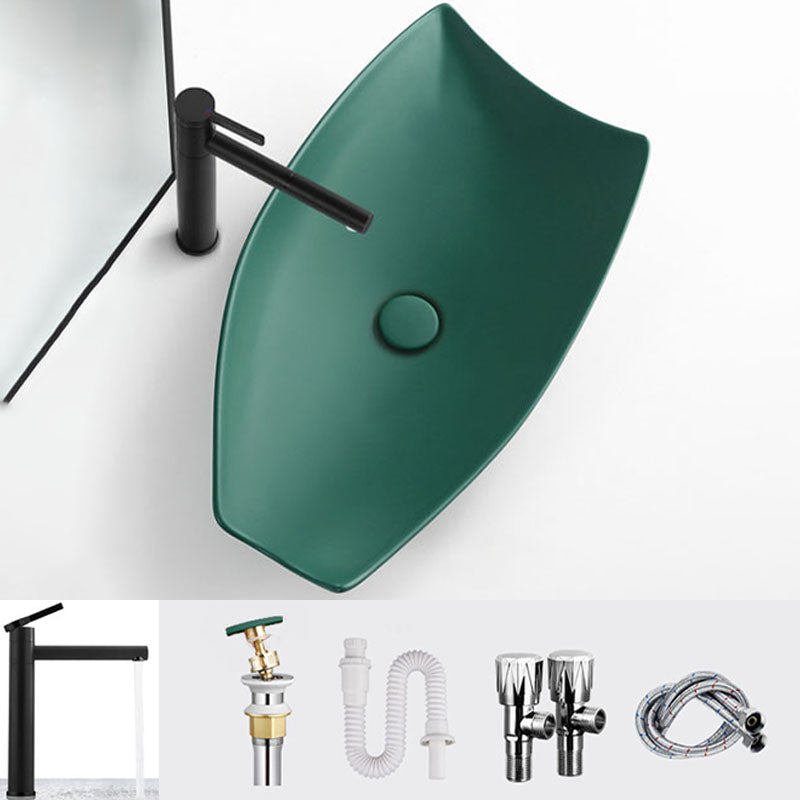 Modern Bathroom Sink Porcelain Specialty Vessel Bathroom Sink with Pop-Up Drain