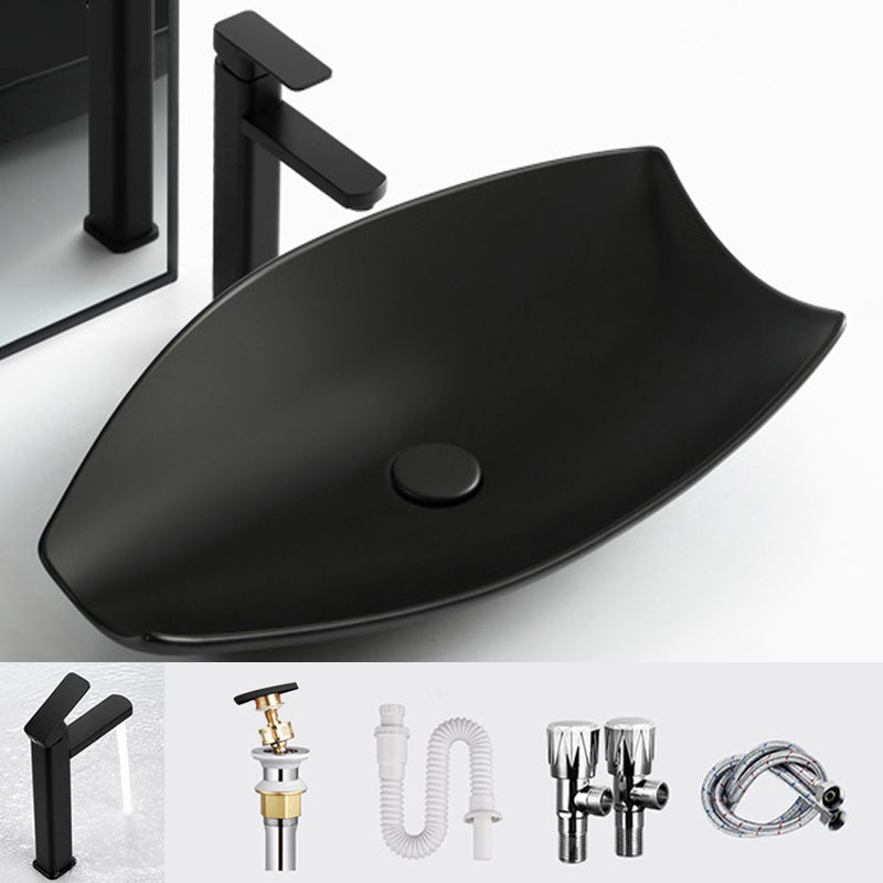 Modern Bathroom Sink Porcelain Specialty Vessel Bathroom Sink with Pop-Up Drain