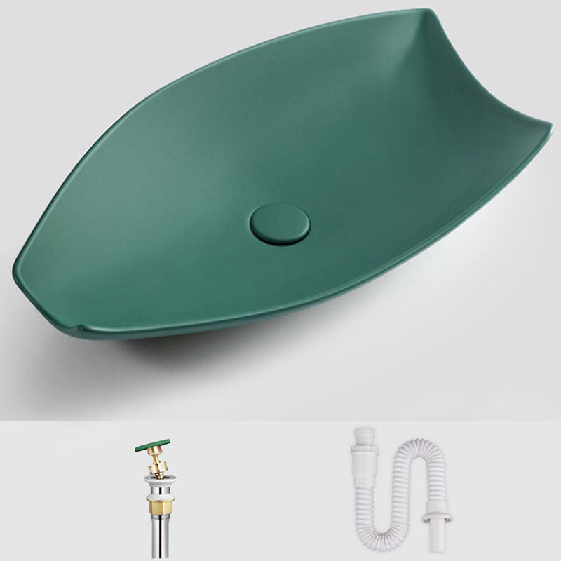 Modern Bathroom Sink Porcelain Specialty Vessel Bathroom Sink with Pop-Up Drain