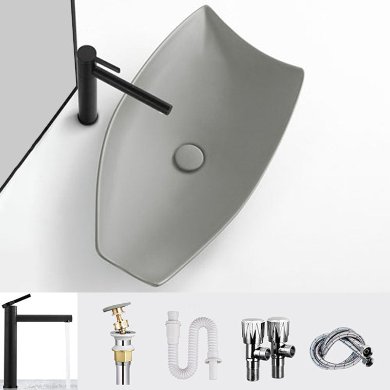 Modern Bathroom Sink Porcelain Specialty Vessel Bathroom Sink with Pop-Up Drain