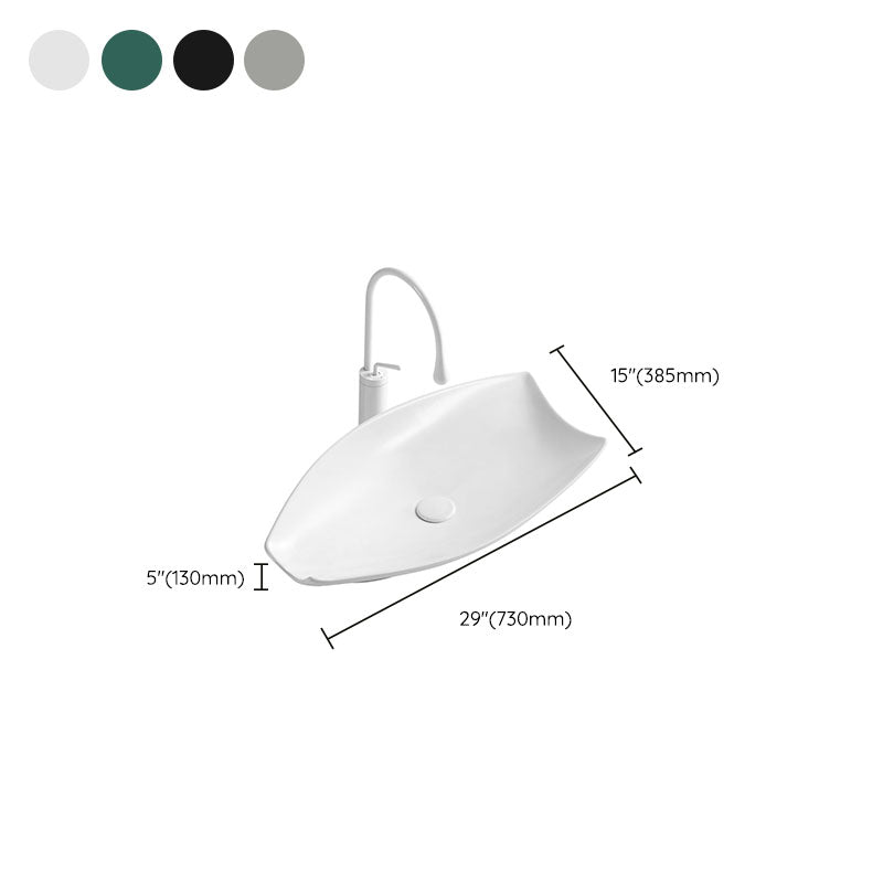 Modern Bathroom Sink Porcelain Specialty Vessel Bathroom Sink with Pop-Up Drain
