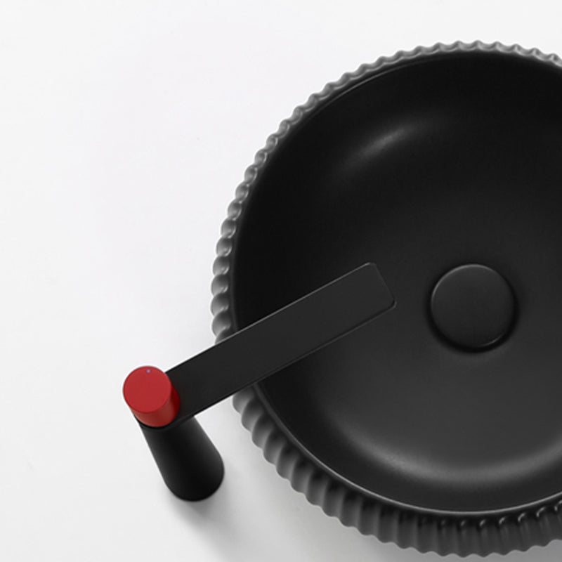 Contemporary Bathroom Sink Porcelain Round Vessel Lavatory Sink with Pop-Up Drain