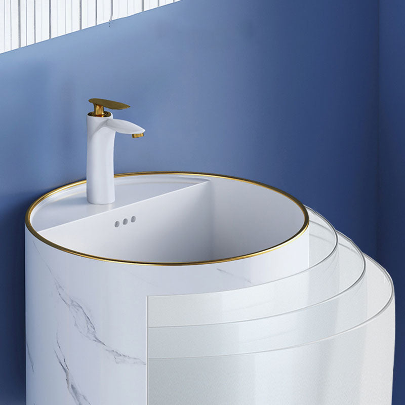 Modern Wall Mount Bathroom Sink Square Porcelain with Faucet Vessel Sink
