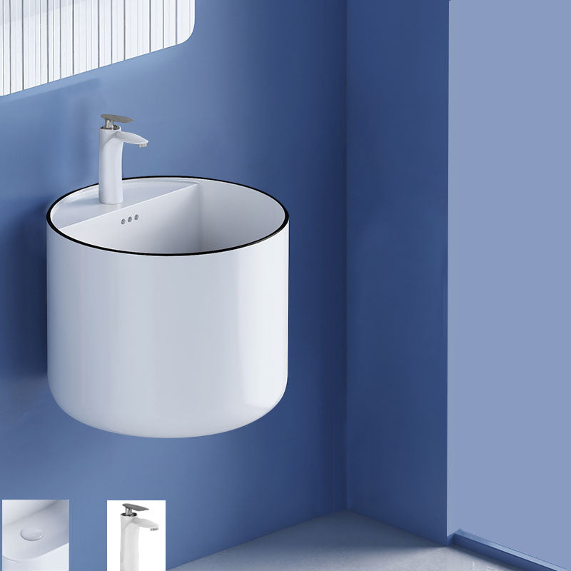 Modern Wall Mount Bathroom Sink Square Porcelain with Faucet Vessel Sink