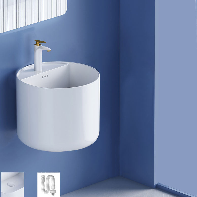 Modern Wall Mount Bathroom Sink Square Porcelain with Faucet Vessel Sink