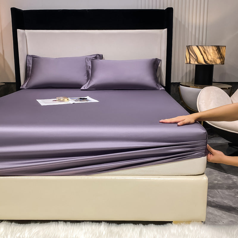 Long Staple Cotton Bed Sheet Set Breathable Sateen Weave Fitted Sheet