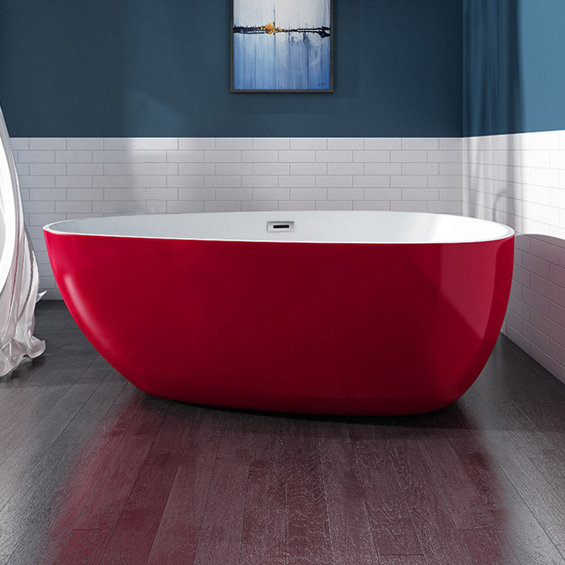 Polished Finish Acrylic Oval Bath Tub Soaking Stand Alone Tub with Drain