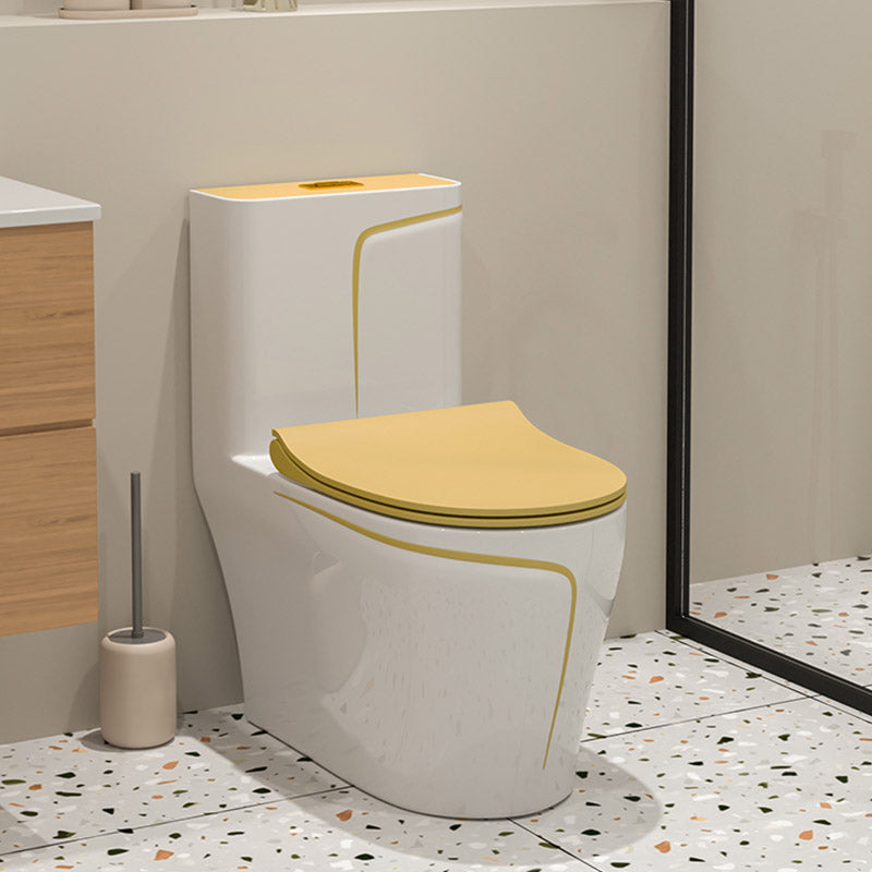 Floor Mount Toilet Traditional Skirted One-Piece Flush Toilet with Slow Close Seat