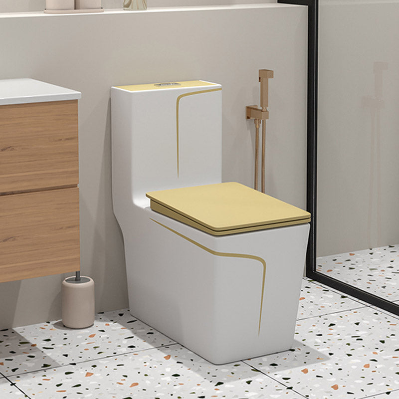 Floor Mount Toilet Traditional Skirted One-Piece Flush Toilet with Slow Close Seat