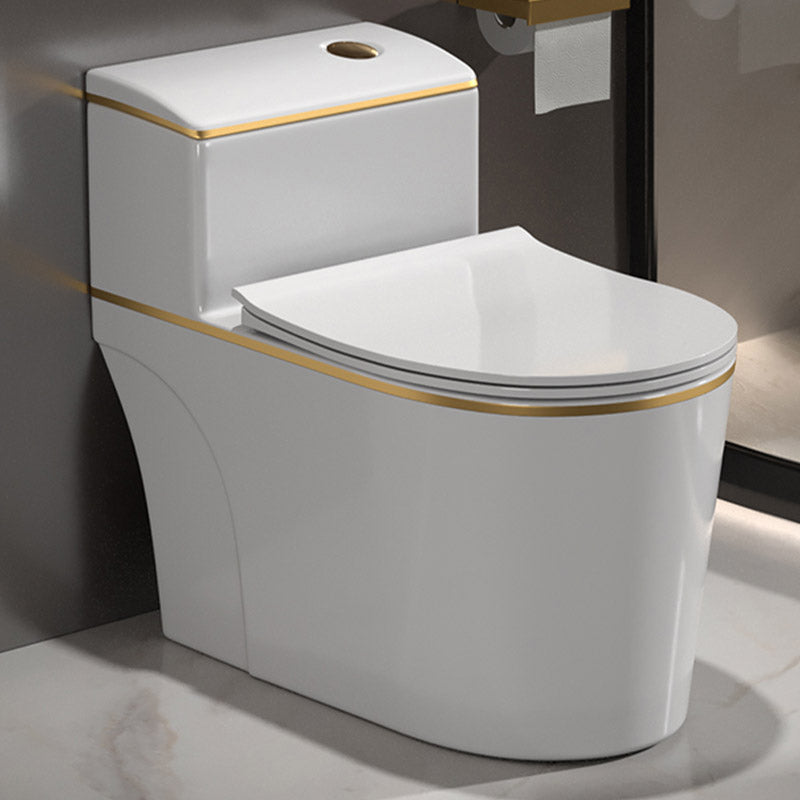Traditional All-In-One Toilet Bowl Siphon Jet Toilet with Soft-Close Seat for Bathroom