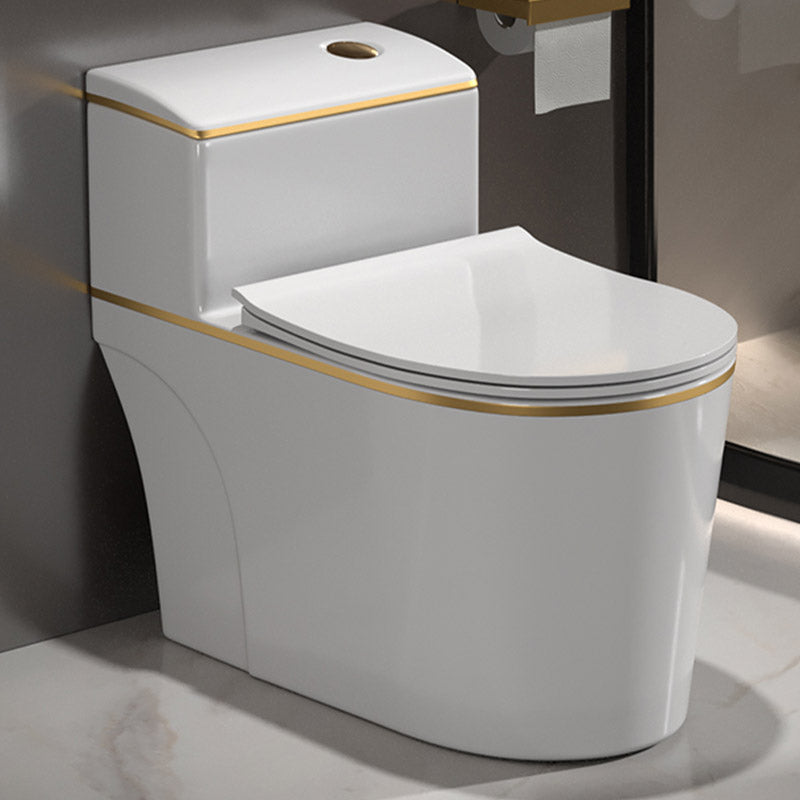 Traditional All-In-One Toilet Bowl Siphon Jet Toilet with Soft-Close Seat for Bathroom