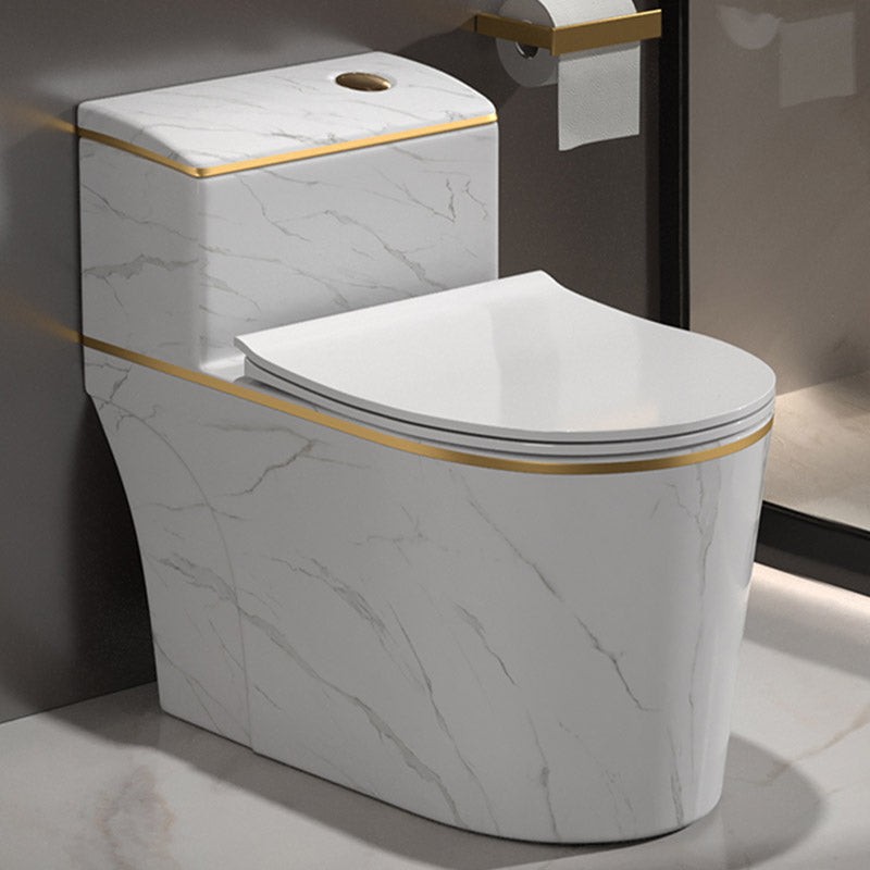Traditional All-In-One Toilet Bowl Siphon Jet Toilet with Soft-Close Seat for Bathroom