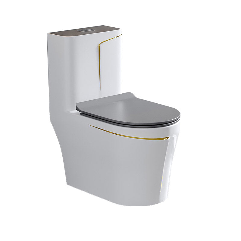 Skirted Traditional Flush Toilet Floor Mount One-Piece Toilet with Slow Close Seat