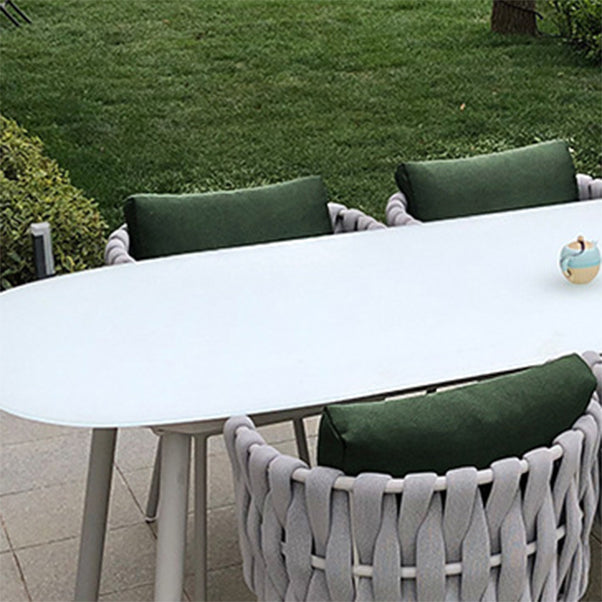 Boho Style 1/5/7/8/9 Pieces Dining Metal Set Stone Dining Table Set for Outdoor