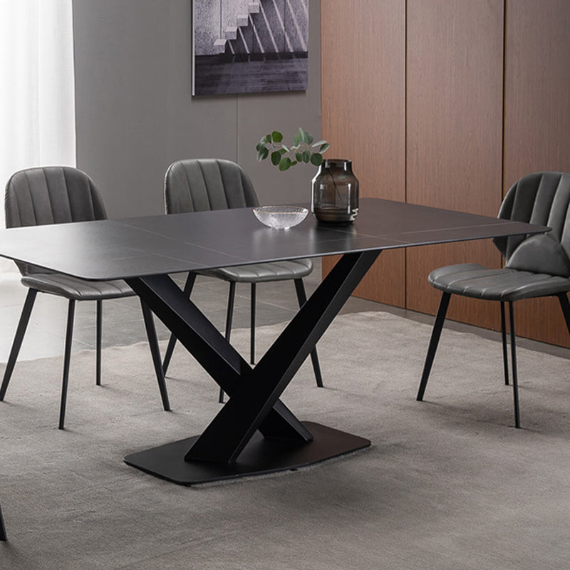 Black Stone Top Dining Table Set with Gray Chairs 1/4/5/7 Pieces Modern Dinette Set
