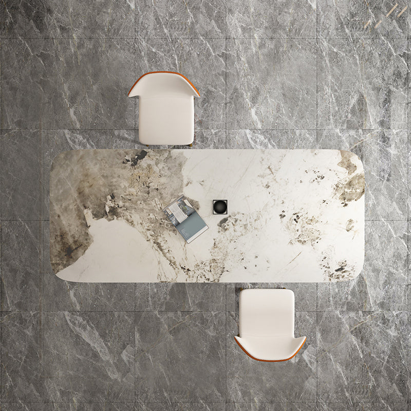 Glam Dinette Set with Leather Chairs 1/2/3/4/5 Pieces Glossy White Dining Table Set