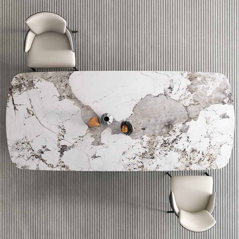 Contemporary 1/3/4/6/9 Pieces Dining Set Rectangle Stone Dining Table Set in White