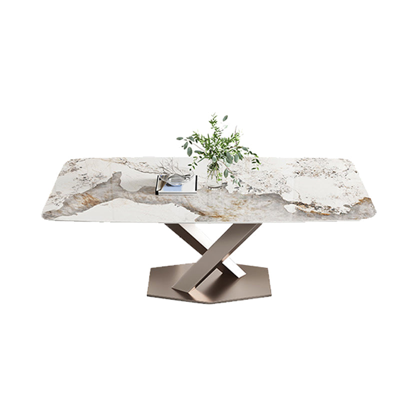 Contemporary 1/4/5/7 Pieces Dining Set Rectangle Stone Dining Table Set in White