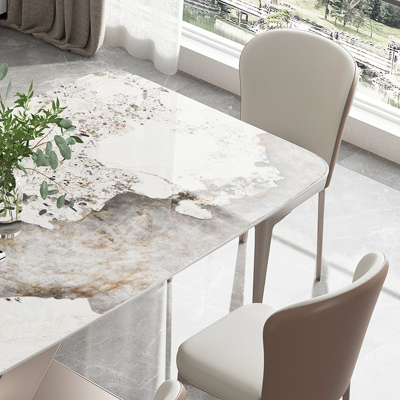 Contemporary 1/4/5/7 Pieces Dining Set Rectangle Stone Dining Table Set in White