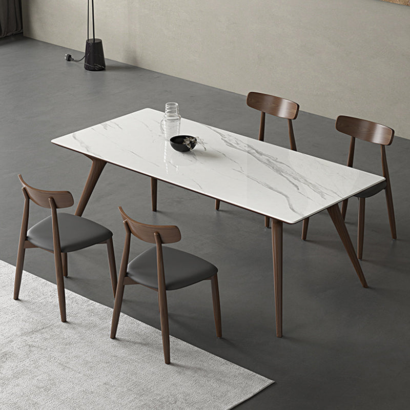 Contemporary 1/4/5 Pieces Dining Set Rectangle Stone Dining Table Set in White