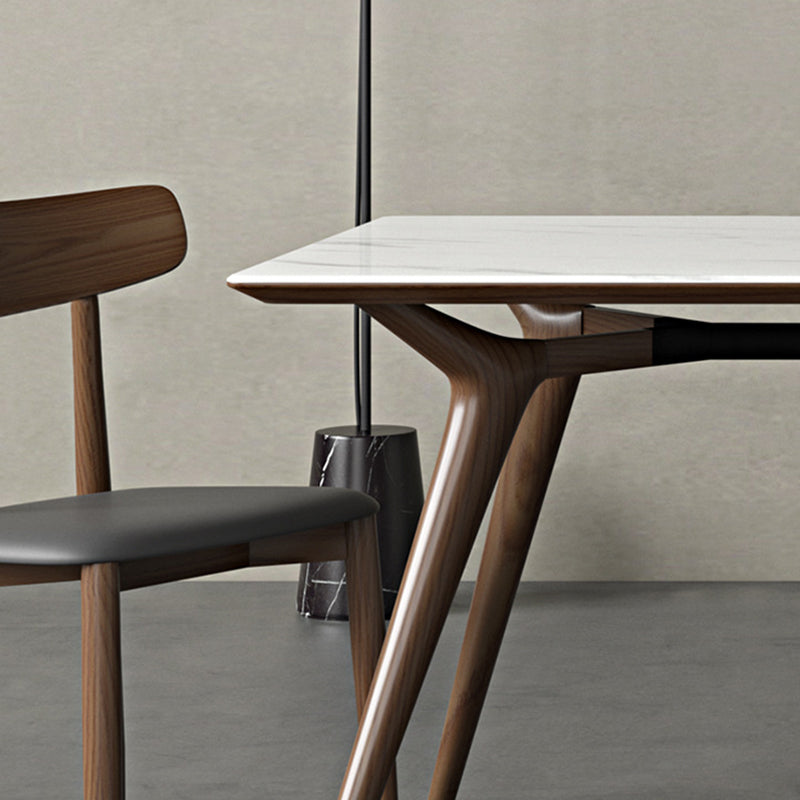 Contemporary 1/4/5 Pieces Dining Set Rectangle Stone Dining Table Set in White