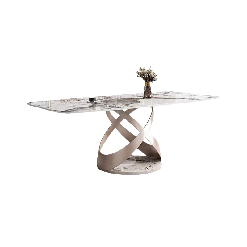 Minimalist 1/4/5/7 Pieces Furniture Stone Rectangle Dining Table Set in White