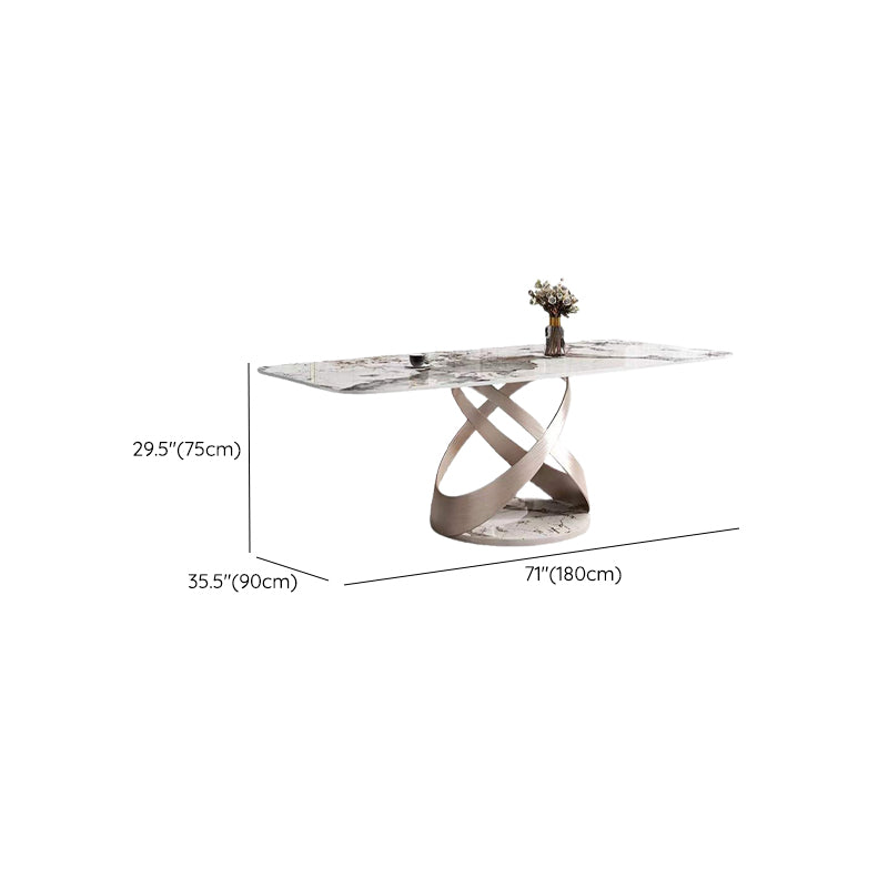 Minimalist 1/4/5/7 Pieces Furniture Stone Rectangle Dining Table Set in White