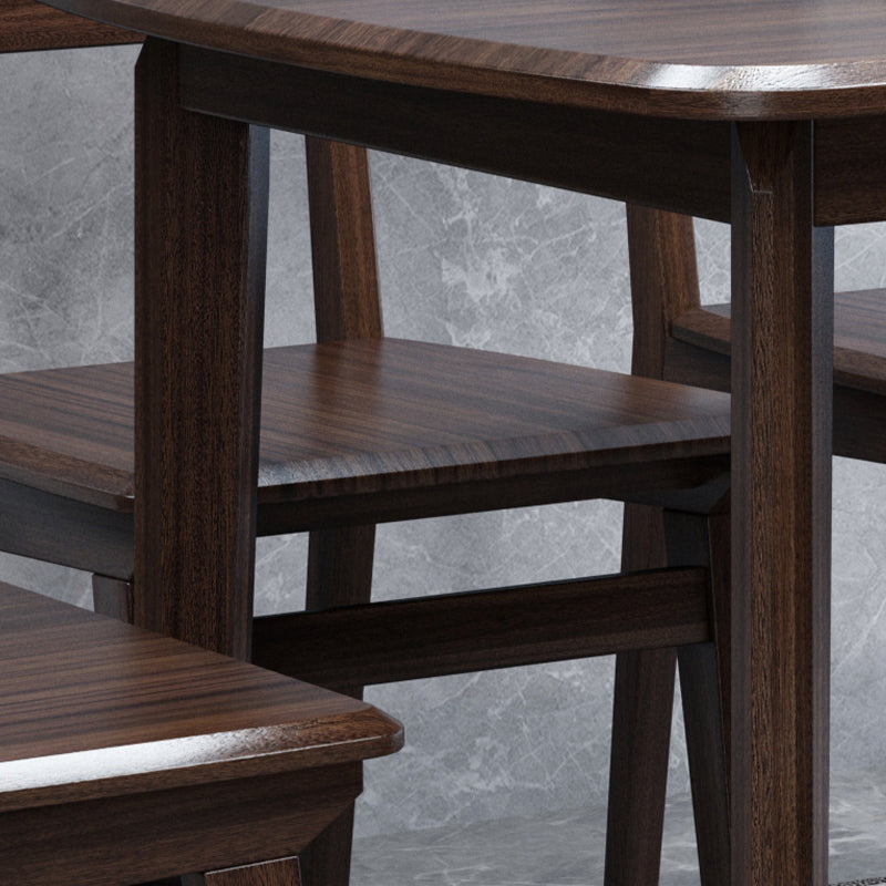 Contemporary 1/2/5/7 Pieces Furniture Rectangle Solid Wood Dining Table Set in Brown