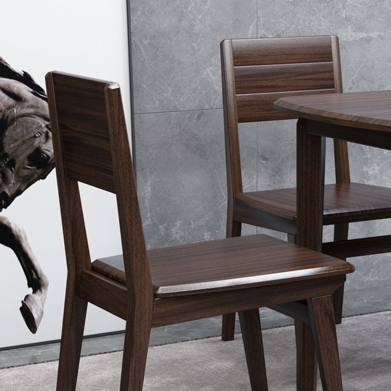 Contemporary 1/2/5/7 Pieces Furniture Rectangle Solid Wood Dining Table Set in Brown