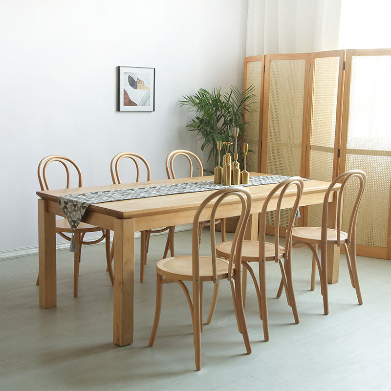 Modern Solid Wood Dining Set 1/2/5/7 Pieces Natural Finish Dinette Set with Wooden Chairs