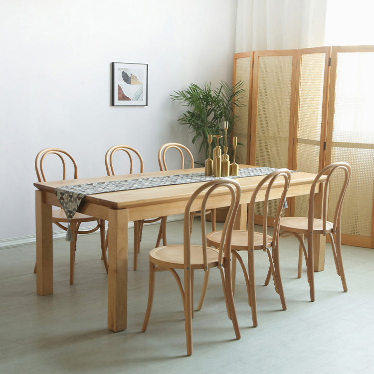Modern Solid Wood Dining Set 1/2/5/7 Pieces Natural Finish Dinette Set with Wooden Chairs
