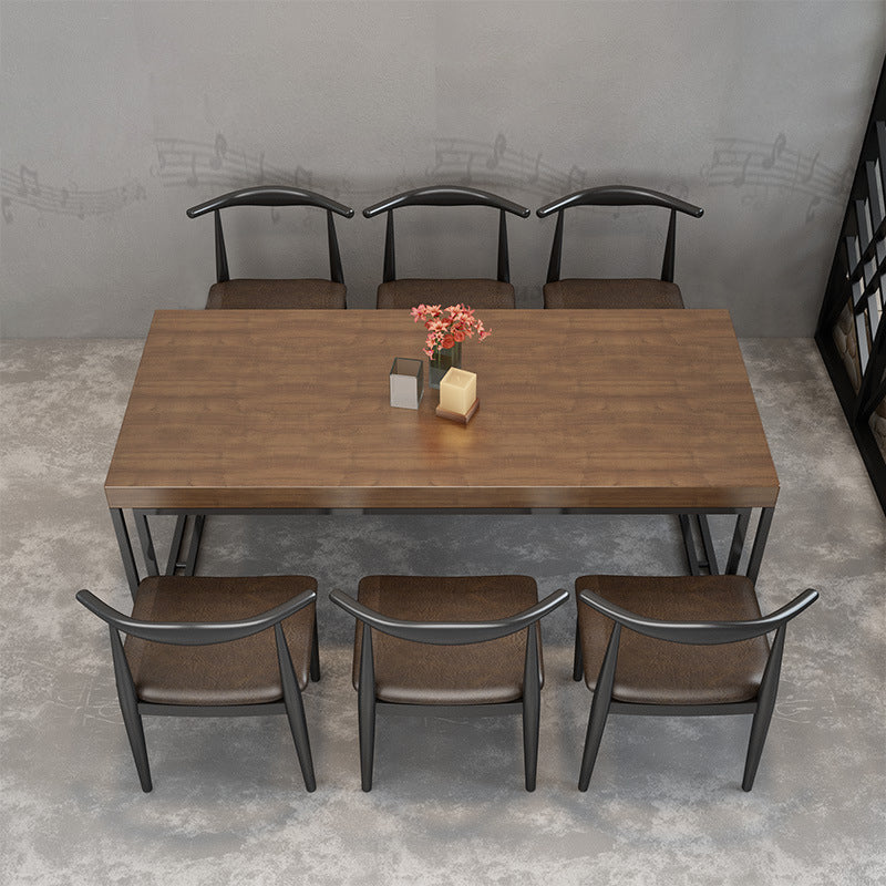 Industrial 1/2/5/7 Pieces Furniture Solid Wood Rectangle Dining Table Set in Brown
